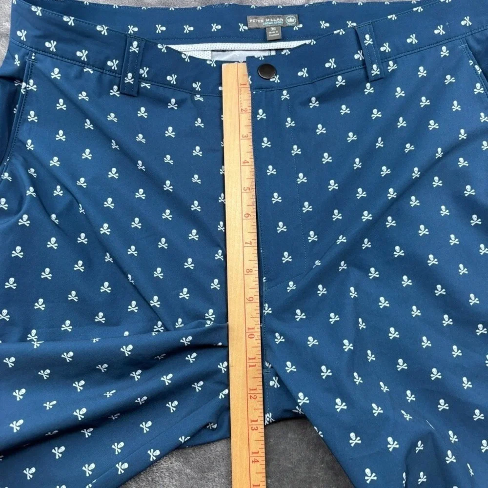 Peter Millar Shackleford Golf Shorts Mens 36 Blue Skulls Performance Inseam 10